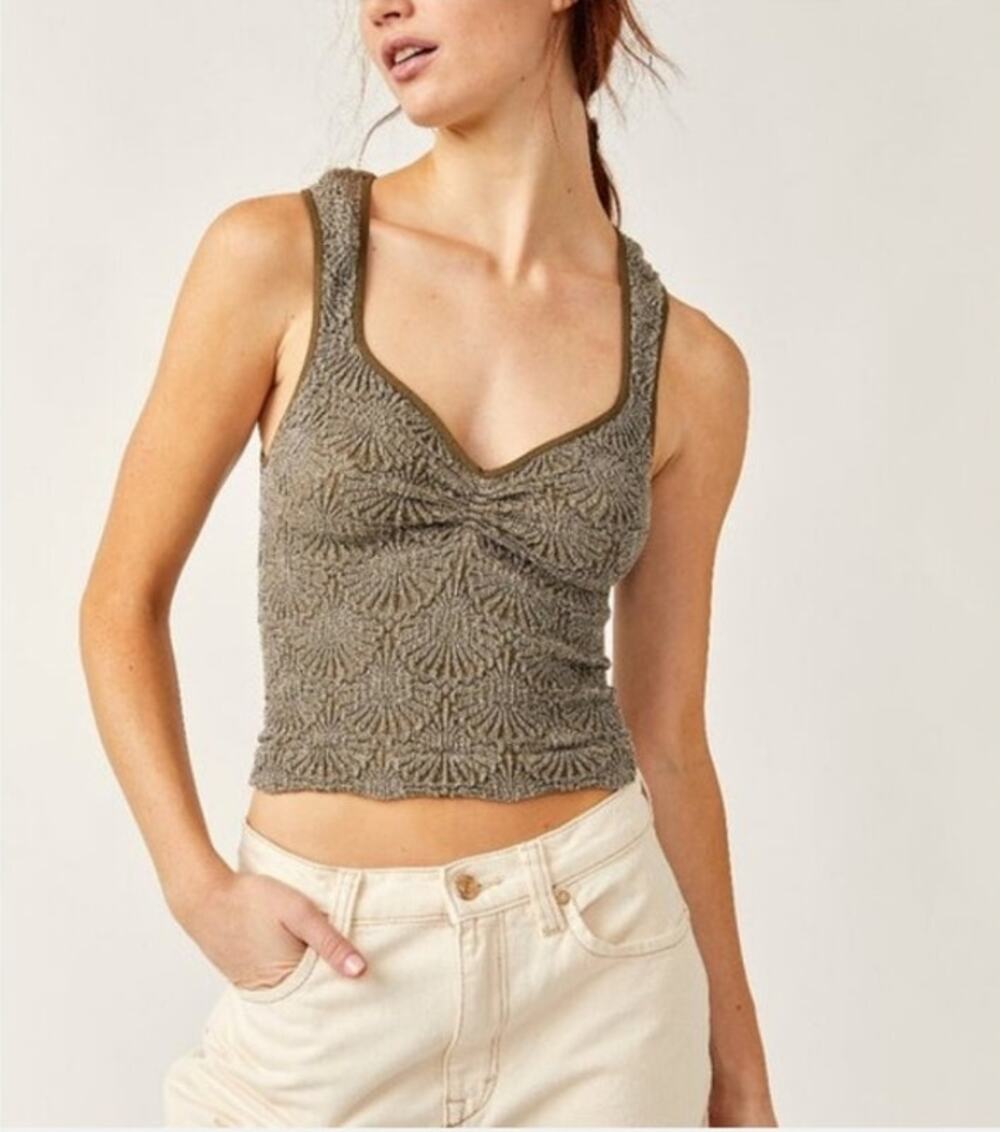 NWT Free People Love Letter Sweetheart Cami / Stingray / Size M/L